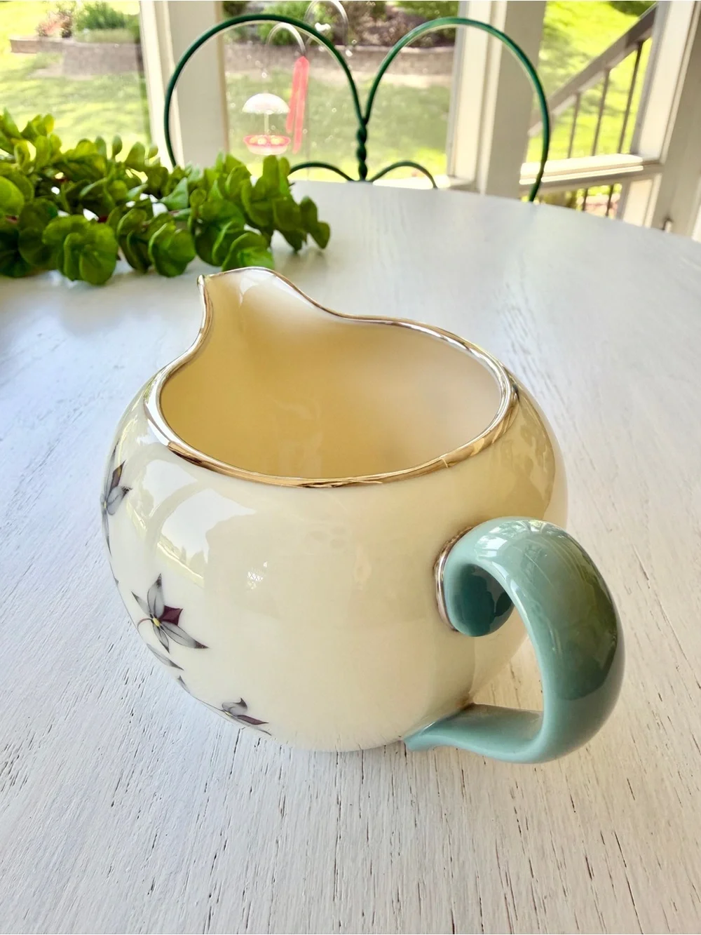 VINTAGE, LENOX, “KINGSLEY”, FINE BONE CHINA, SUGAR BOWL WITH LID & CREAMER.